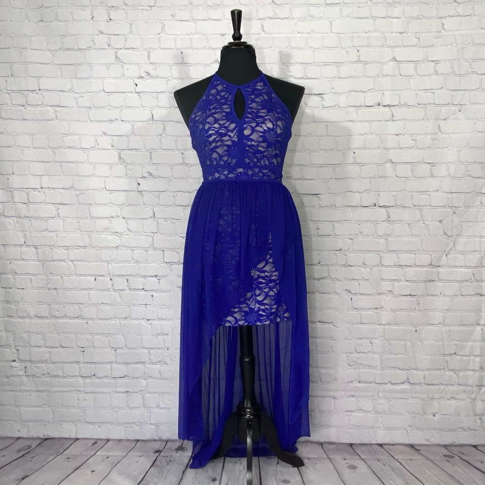 Morgan & Co royal blue high low dress, size 3/4